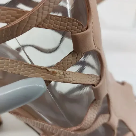 Aldo Astodia Rugby Tan women's Strappy Block Heels Sandals Size 8 B - Picture 6 of 16